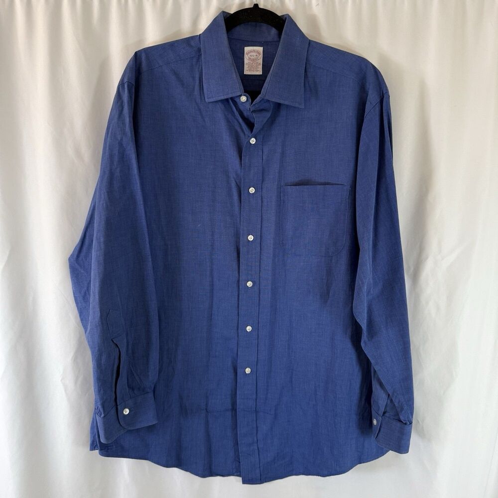 Brooks Brothers Makers Dress Shirt Mens 16.5 4 Blue Button Up Long Sleeve Cotton